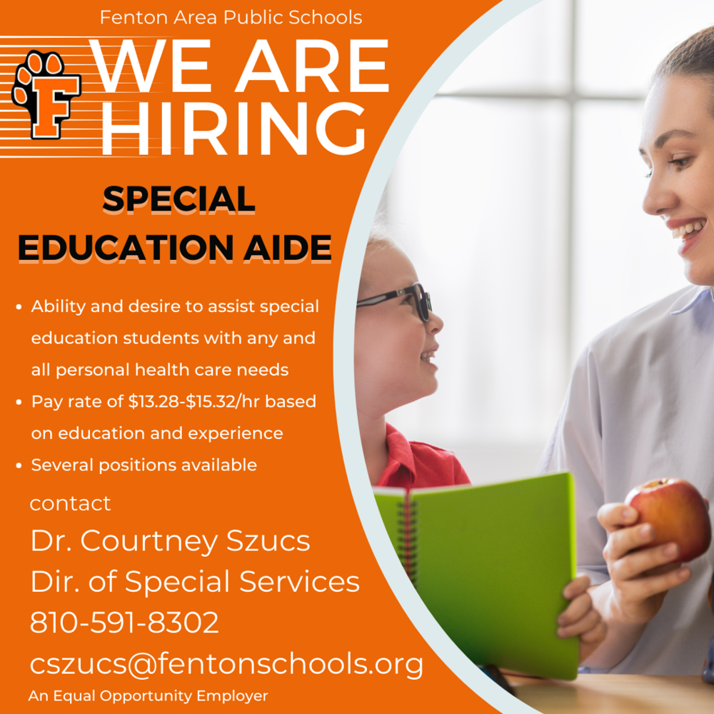 Fenton job posting for a Special Education Aide