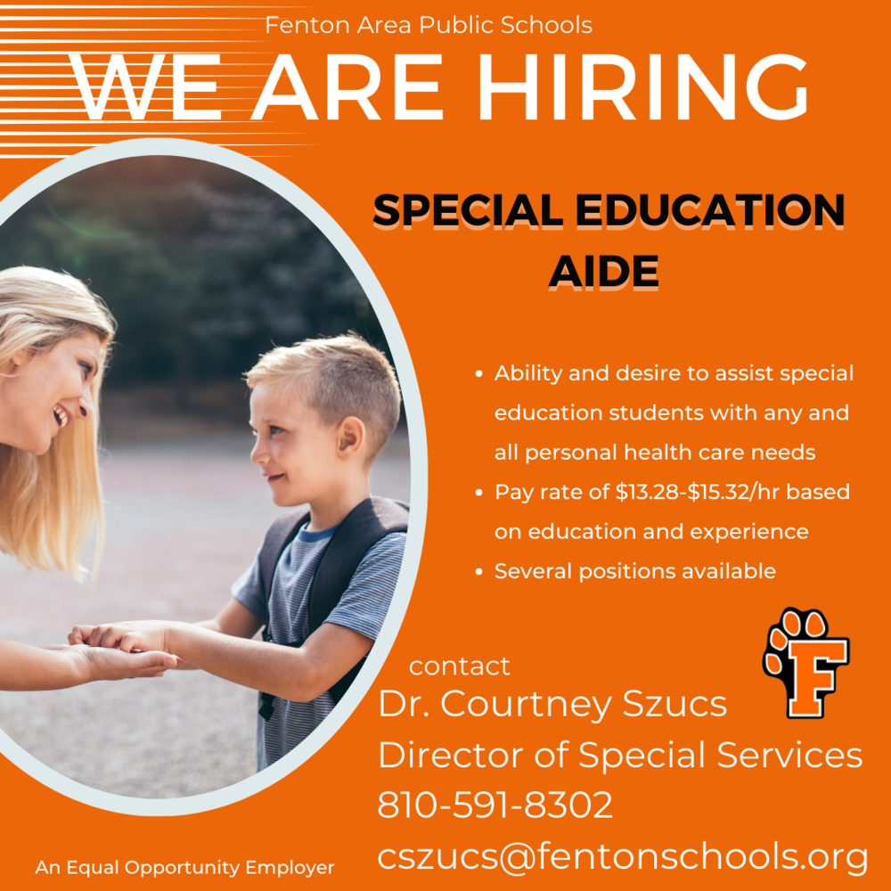 We are hiring a special education aide flyer