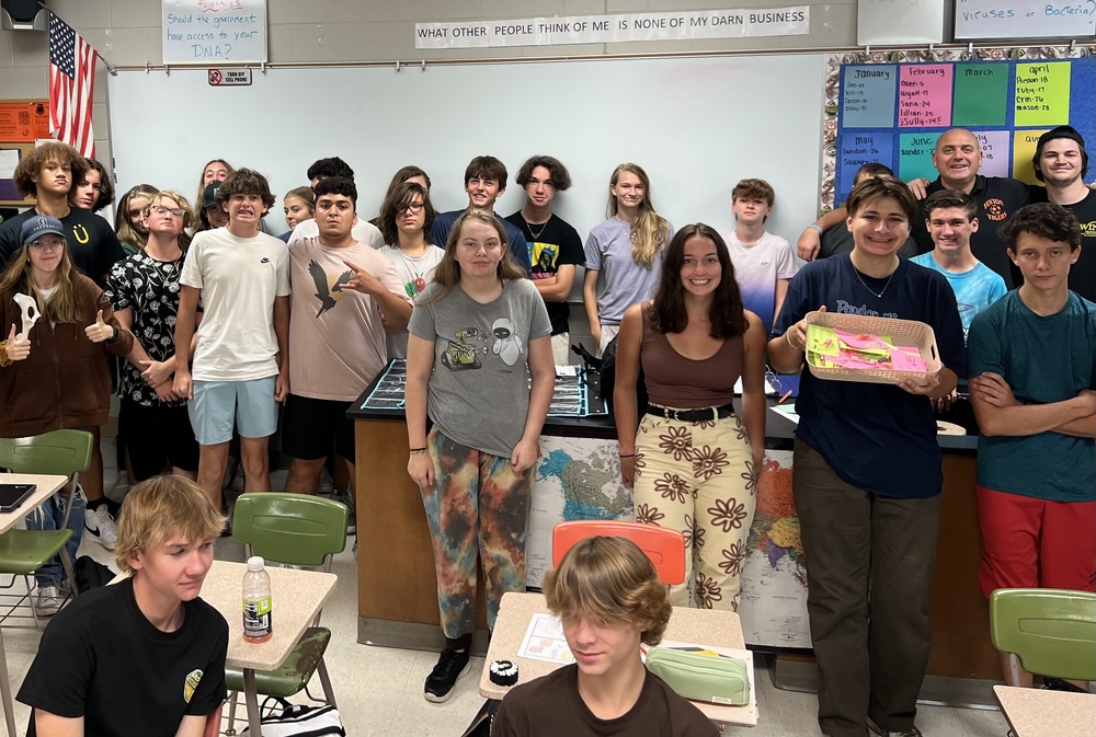 Mr. Sullivan's SRT Class Receiving Special Notes from Mrs. Sahr's class to start the year!