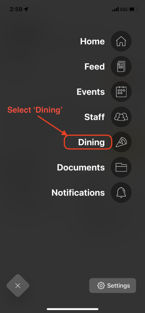 Instructions on how to view the Lunch Menu from our Mobile App